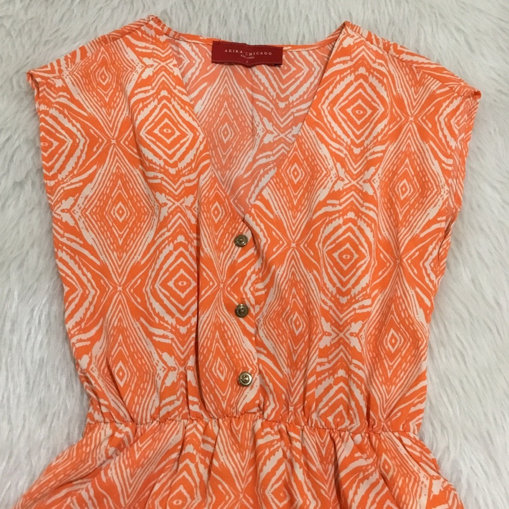 Akira Chicago geometric orange dress summer dress size small